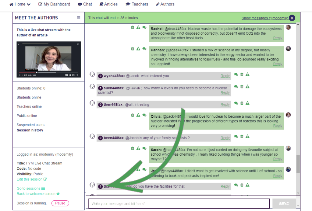 An example of what an audio/visual Zoom call will look like in a live chat